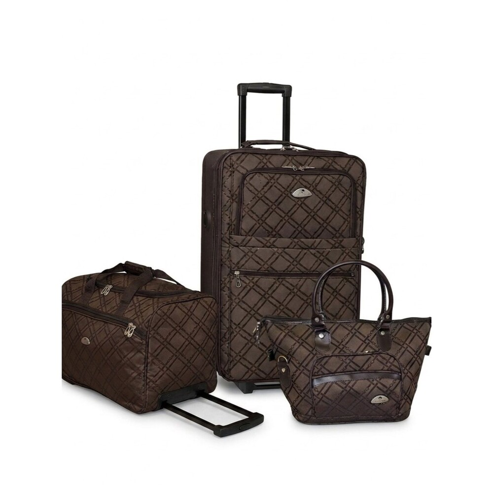 American Flyer Pemberly 3 PC Luggage Set Classic Brown Brown- Travel bag a